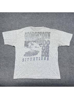 Vintage 80S University Of Georgetown Hoyas Basketball T-Shirt XL RARE MENS GREY